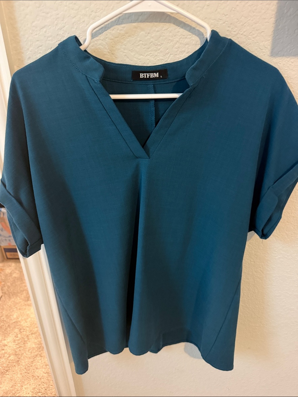 Teal V-Neck Short Sleeve Top